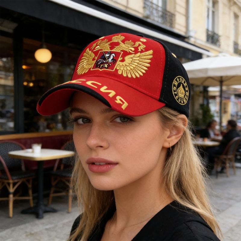 Russian Style Baseball Cap Cotton Adjustable Size 56cm to 60cm With Embroidery For Men Women Kids