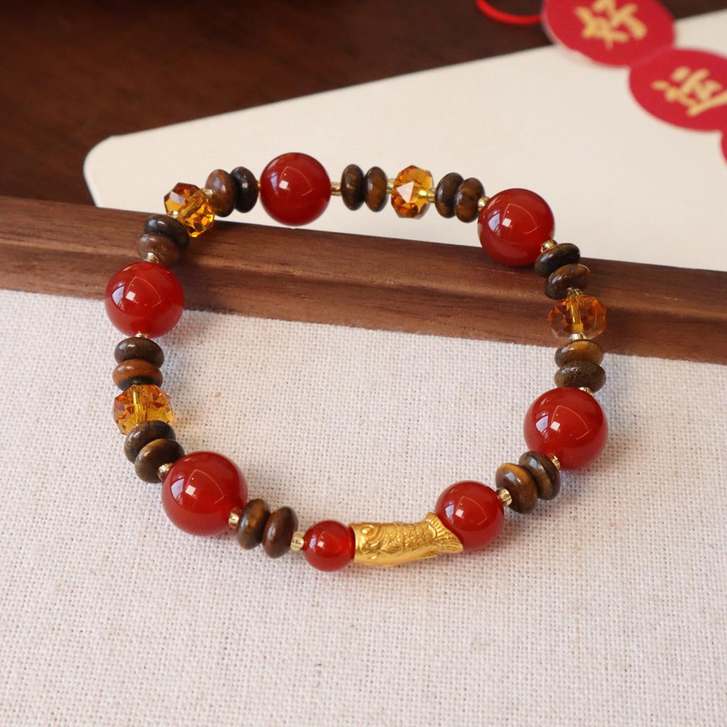 Natural Agate Beaded Bracelet Fashion Women Daily Jewelry Lucky Gift