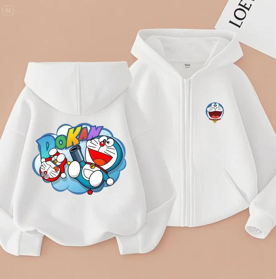 Doraemon POKAN Print Casual Loose Hoodie for Men, Women & Children - Spring/Autumn