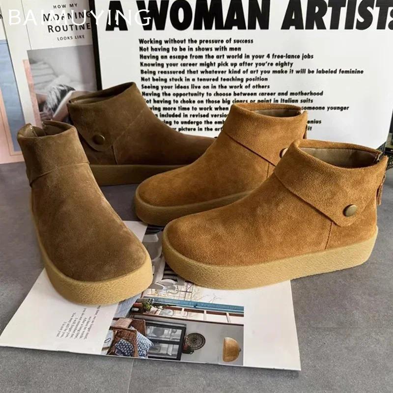Flats Women Ankle Boots Suede Platform Designer Retro Shoes 2025 Trend Winter New Brand Walking Comfort Classic Botas De Mujer