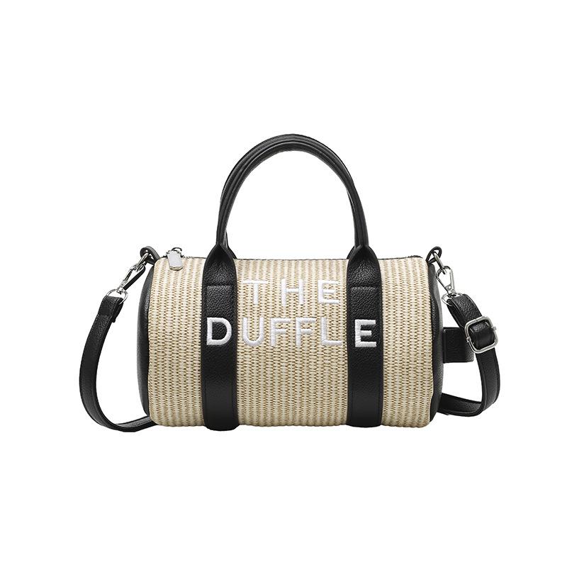 

2025 new women s bag fashion woven messenger bag commuter texture pillow bag Boston bag women чёрный