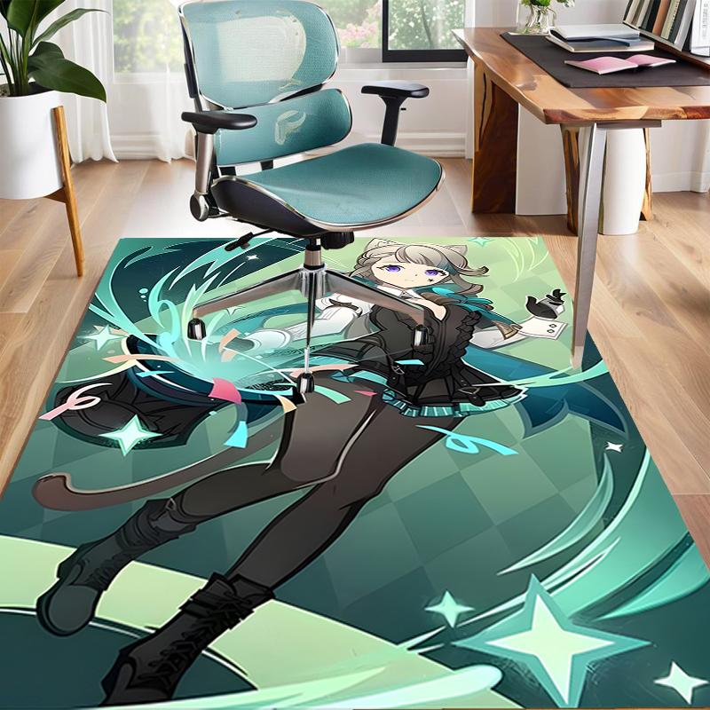 1pc Genshin Impact Lyney Lynette Design Area Rug - Non-Slip, Soft & Cozy Floor Mat for Living Room, Bedroom, Office - Indoor/Outdoor Decorative Carpet