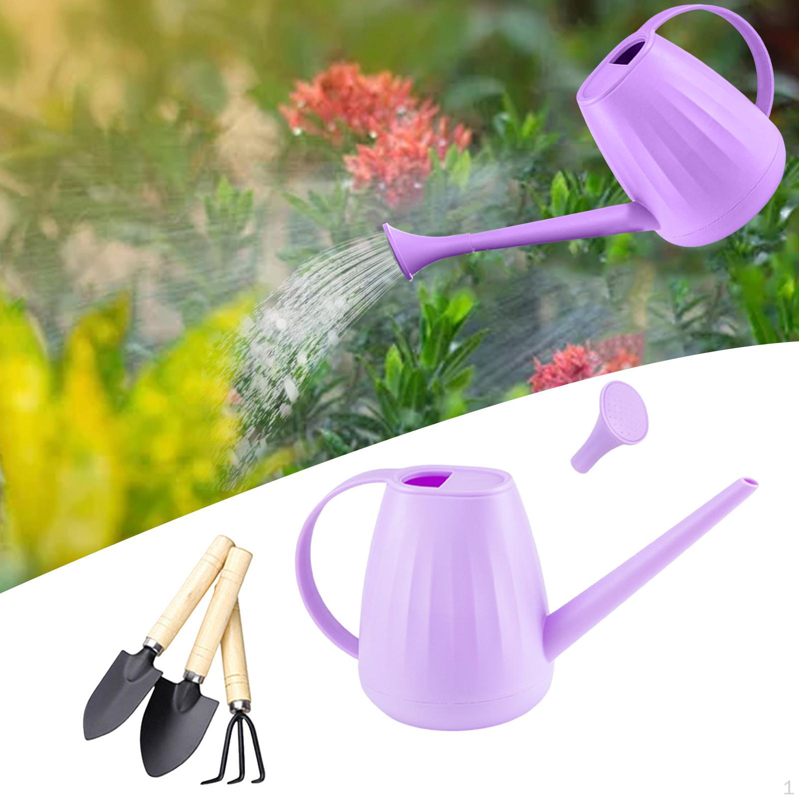 

Лейка для цветов с длинным носиком, удобная эргономичная ручка и 3 садовых инструмента, простая фиолетовый