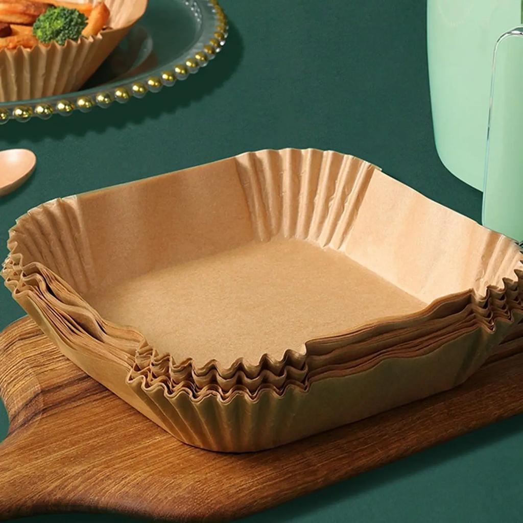50-200pcs Square Mini Air Fryer Silicone Oil Paper, Suitable for Most Air Fryers, Non-stick Air Fryer Paper.