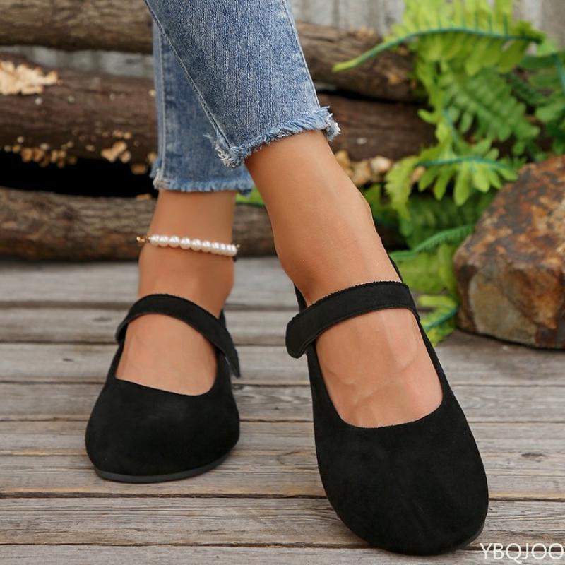 Damskie casualowe buty płaskie z okrągłym noskiem, duży rozmiar, retro francuskie Mary Jane, płaskie do sukienki, nowe letnie, jednolite, wygodne buty