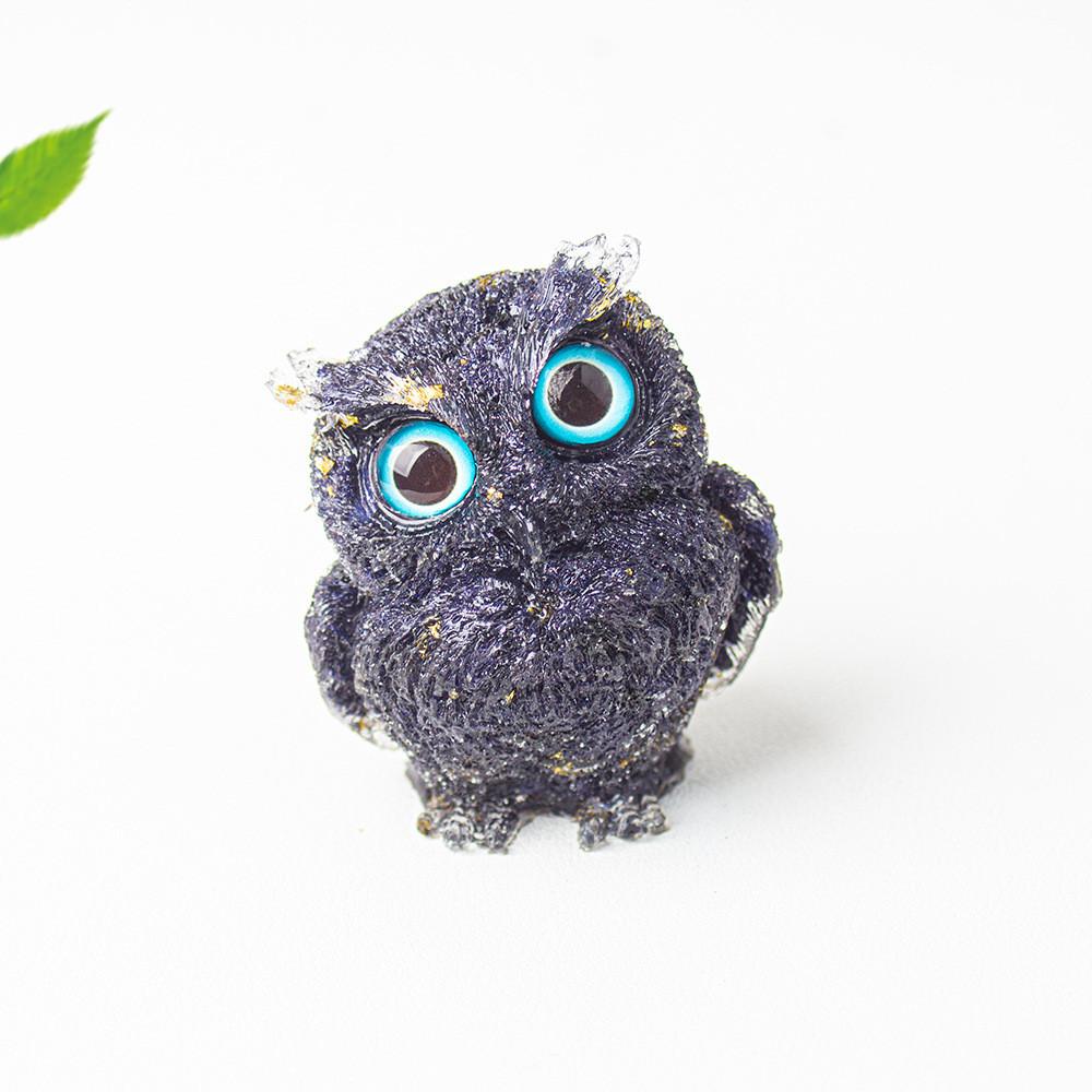 Figurine Hibou en Résine Cristal Pour Décoration Maison Bureau Cadeau Pour Amis Et Famille