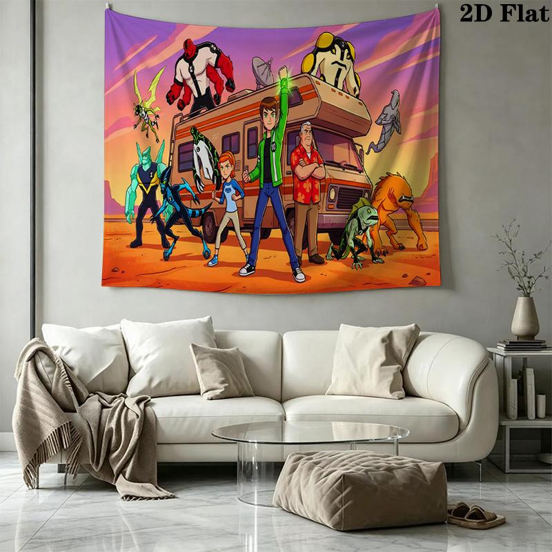 Ben 10 Wall Tapestry Aesthetic Wall Hanging Printed Fabric Blanket Decorative Tapestries for Bedroom Living Room Home Decor