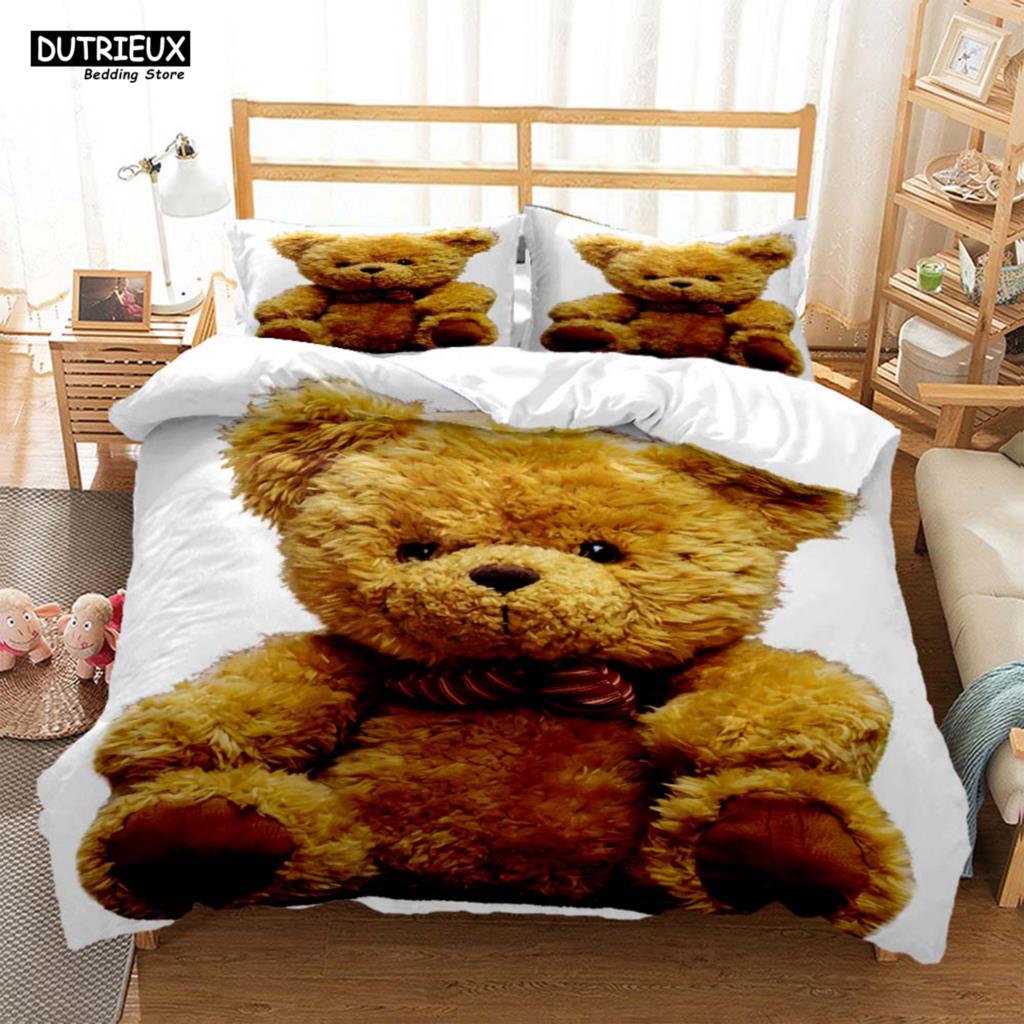 Cute Little Bear Printed Polyester Soft And Comfortable  Comforter Bedding Sets For Children  Complete Size Customizable