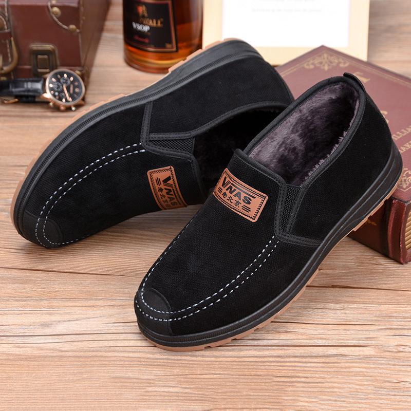 velvet winter boots plush boots men shoes fashion solid zipper fashion cotton flat with warm snow boots men boots no-slip 352