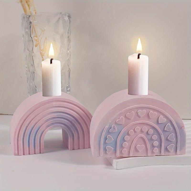 Acuan Silikon Pemegang Lilin, Acuan Pelangi Gerbang Resin Titis, Acuan Gipsum DIY, 1pc LS