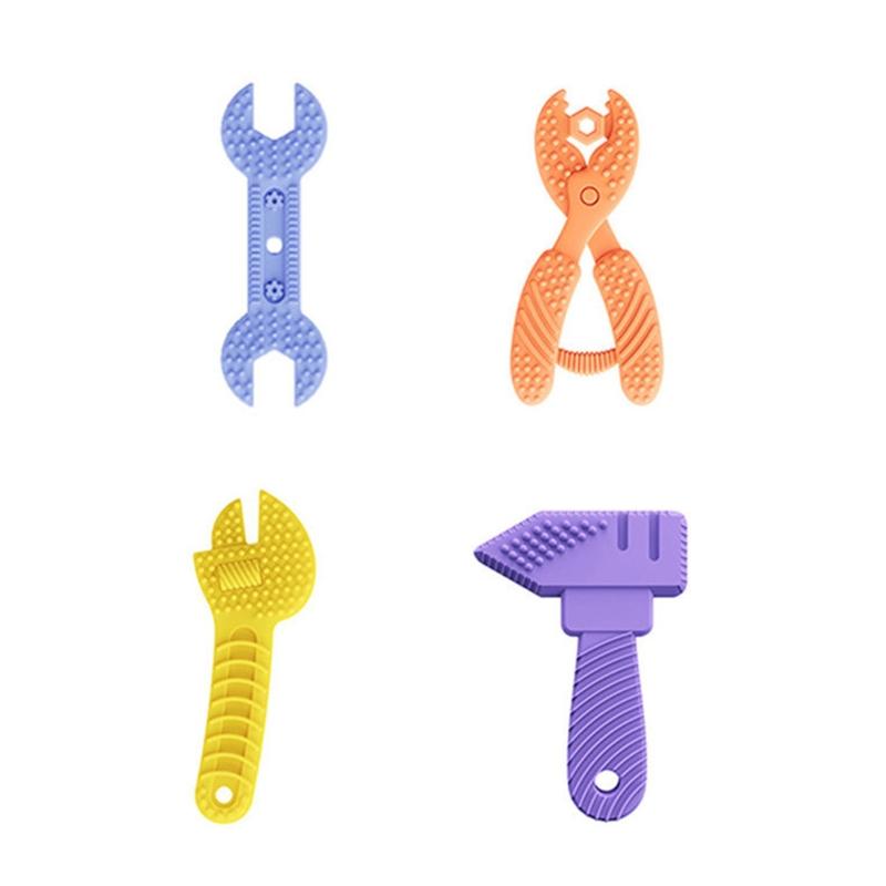 Hammer Wrench Spanner Pliers Shape Molar Supplies Chew Toys Silicone Baby Teether Toy Teething Relieve Stress Gum