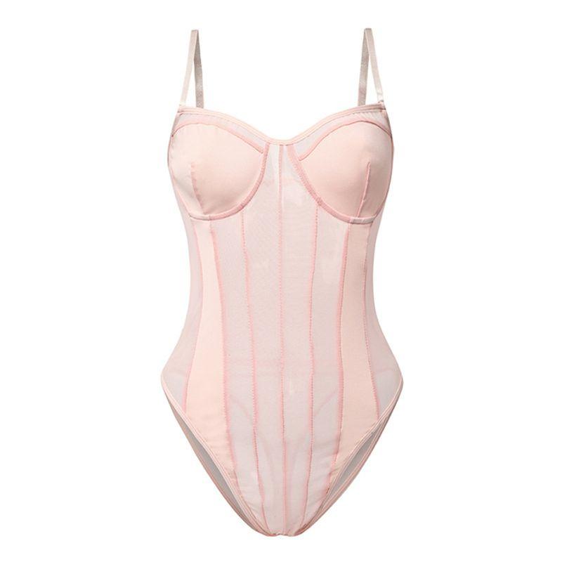 

Fashion Fashion Sexy Jumpsuit Tops Female Sexy Jumpsuit Bodysuit Teddy Women Apricot pink XS