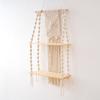 2 Tier Macrame Wall Hanging Floating Shelf Natural Cotton Rope Boho Home Decor Wooden Wall Shelf Candle Holder Floating Shelves
