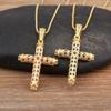 Nidin New Arrival Retro Column Shape Cross Pendant Necklace For Female Male Irregular Geometric Shine Zircon Jewelry Accessories