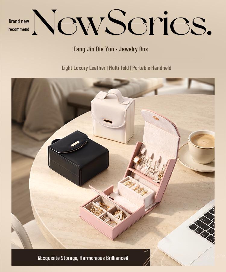 Portable Multifunction Jewelry Box with Layered Compartments for Bracelets and Earrings