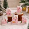 Christmas Decorations Resin Small House Light Up Village House Figurines Cartoon Table Ornament For Holiday Gift Cute Christmas