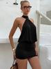 European and American Women's Halter Backless Bodycon Mini Dress - Sexy Solid Color Party Wear