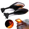 2Pcs Motorcycle Handlebar Mount Rearview Mirror with LED Turn Signal Lights