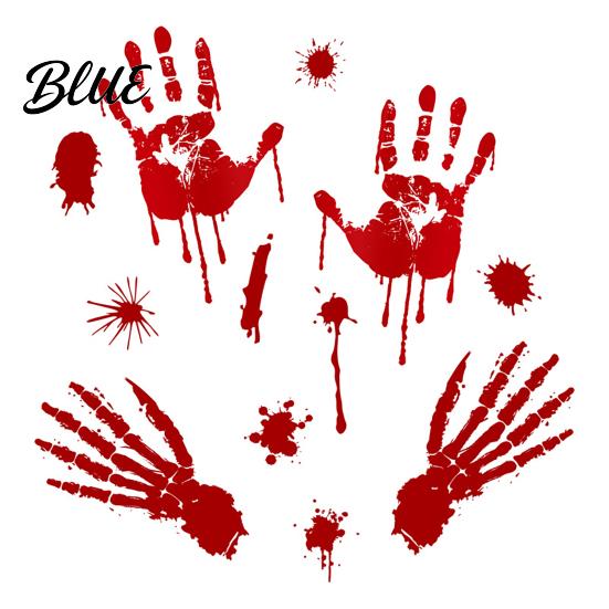 Dekorative Fensterfolie Halloween Blutfingerabdrücke/Fußabdrücke Wandaufkleber Abnehmbare Aufkleber Gruselige Wasserdichte Kratzfeste Aufkleber DIY Dekoration