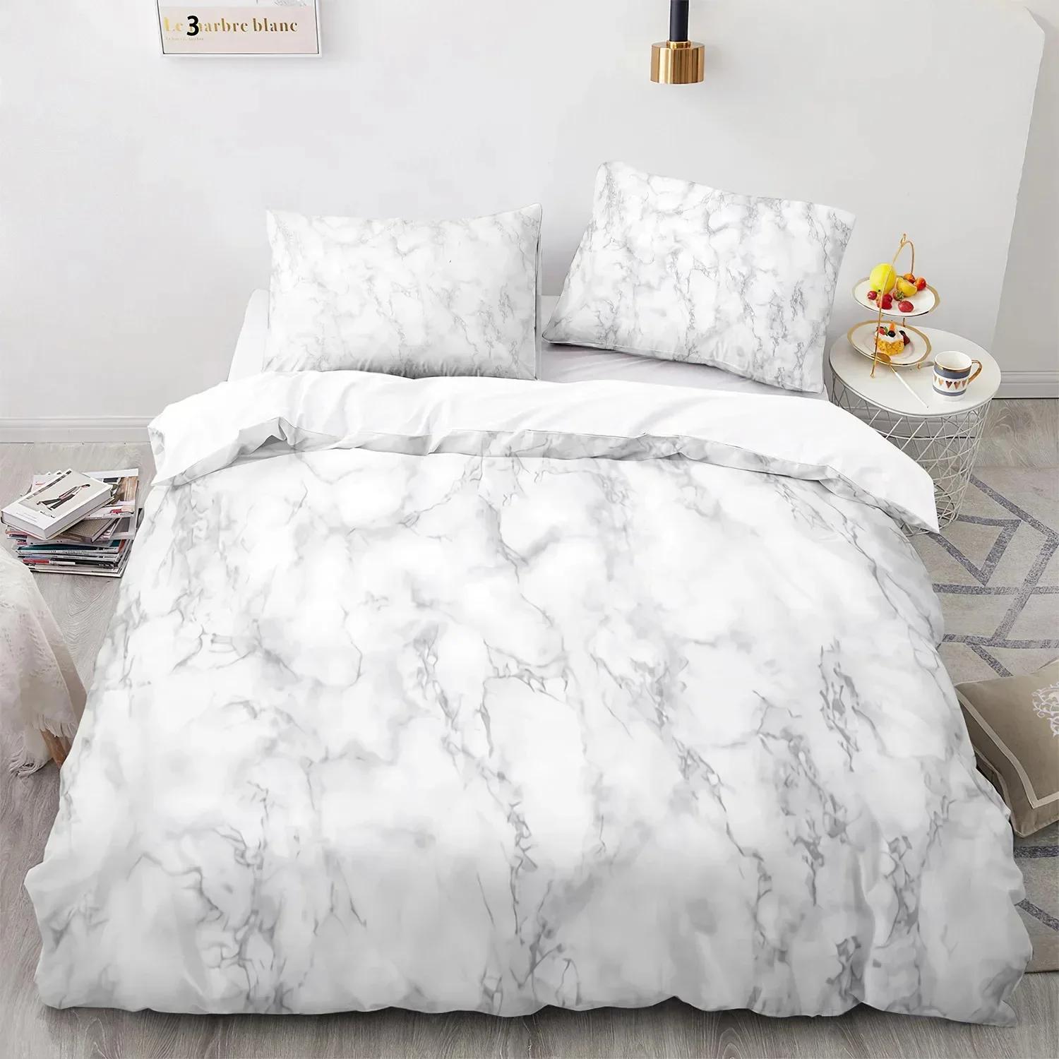 

White Gold Abstract Marble Texture Bedding Set 3D Printed Suitable for Bedroom Duvet Cover Set With Pillowcases Home Textile 70x133cm 3pcs