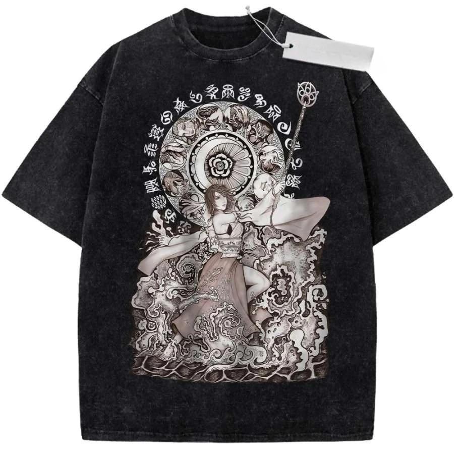 Final Fantasy VII Sephiroth Manga Style Graphic Unisex Heavy Cotton Vintage Black Streetwear T-Shirt L