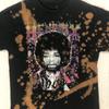 Jimi Hendrix 1968 Graphic T-Shirt Bleach Splatter Black Short Sleeve Mens Medium Unisex T-Shirt