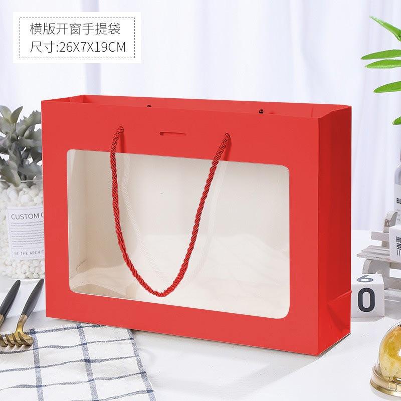 5 Stück Transparentes Klares Fenster Weiß Rot Papier Mondkuchenbox Verpackungsbeutel Feiertagsfestival Geschenkverpackung