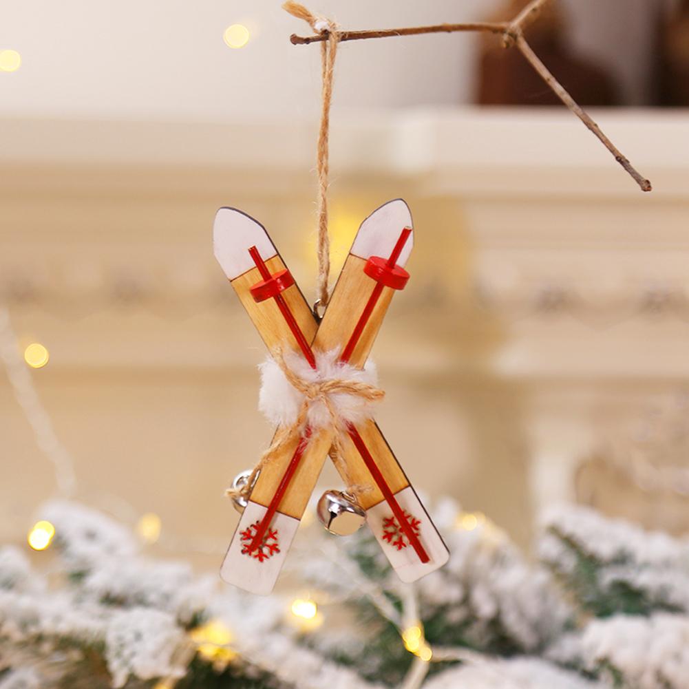 Wooden Sled Shop Mall Window Pendant Xmas Tree Hanging Ornaments Christmas Decor