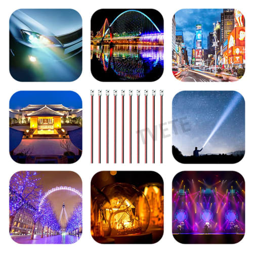 TVETE Miniature Chip SMD 0603 LED Chip Model [Pack of 10] with 0.6mm Copper Wire, High Brightness, for Plastic Models, Train Models, Railway Models, B