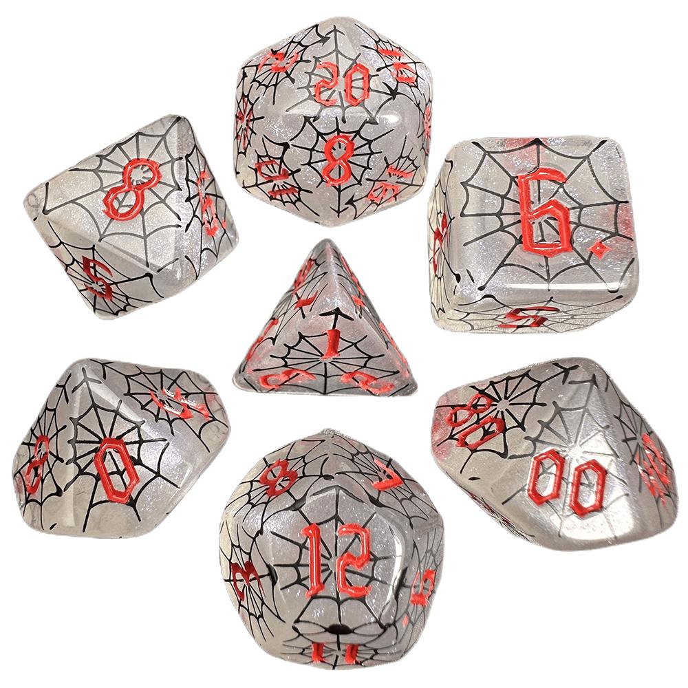 Halloween Spider Web Dice 7pcs Fashion Dice for Dungeon and Dragon DND TRPG Game