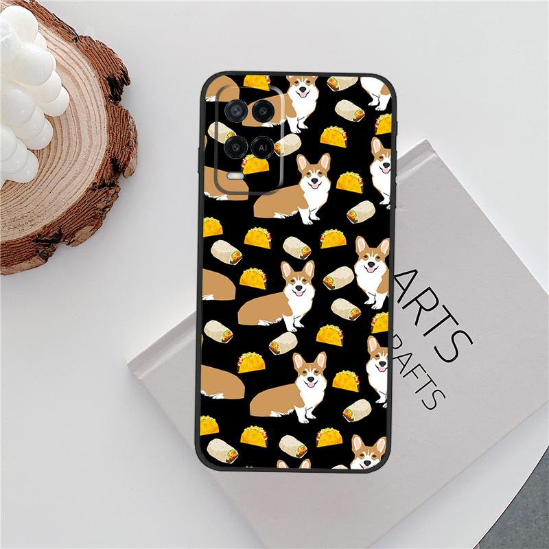 Cartoon Corgi Case For Oppo A60 A74 A94 A54 A18 A38 A58 A78 A98 A40 A80 A16 A76 A96 A15 A57S A17 A77 Cover