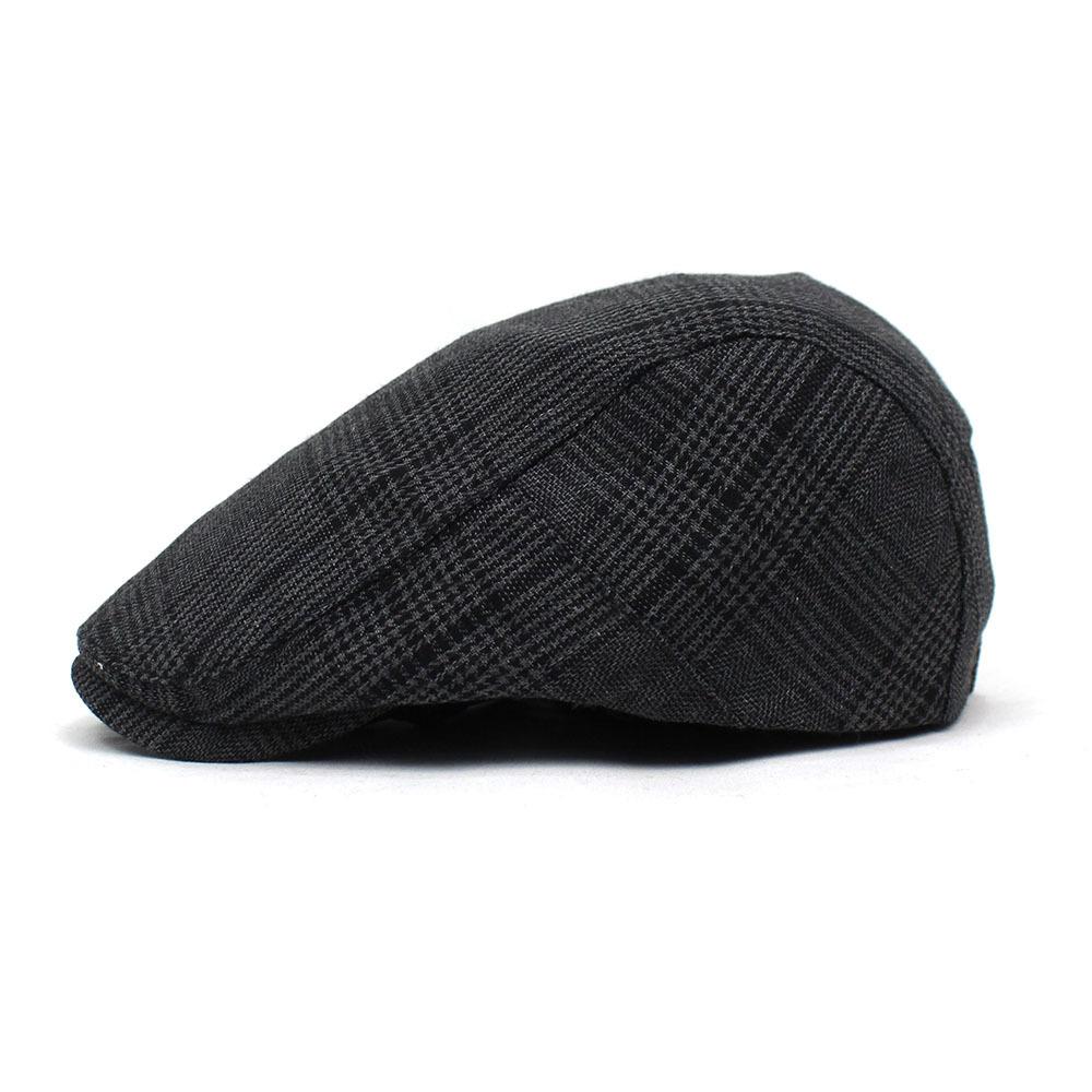 

Men s casual forward hat fashion small thousand bird grid beret cap plaid cap middle-aged and elderly hat Adjustable темно-коричневого кольору