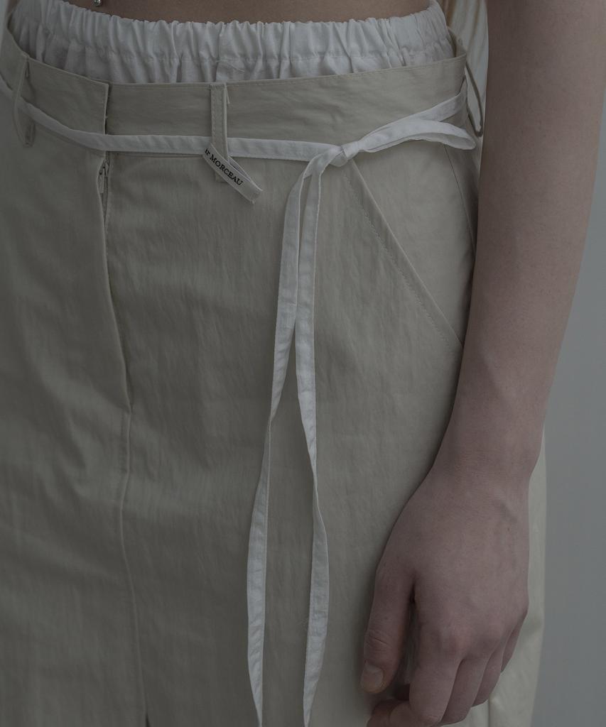 Mosyupamosyu Two-Way Layered Slit Skirt [Light Beige]
