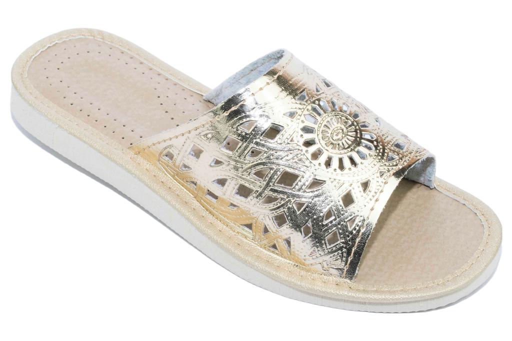 Gold women's slippers "Rozeta", comfortable women's slippers 40