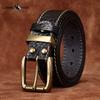 Thickened Bison Leather Embossed Retro Personality Belt Men's Genuine Leather Top Layer Cowhide Denim Belt