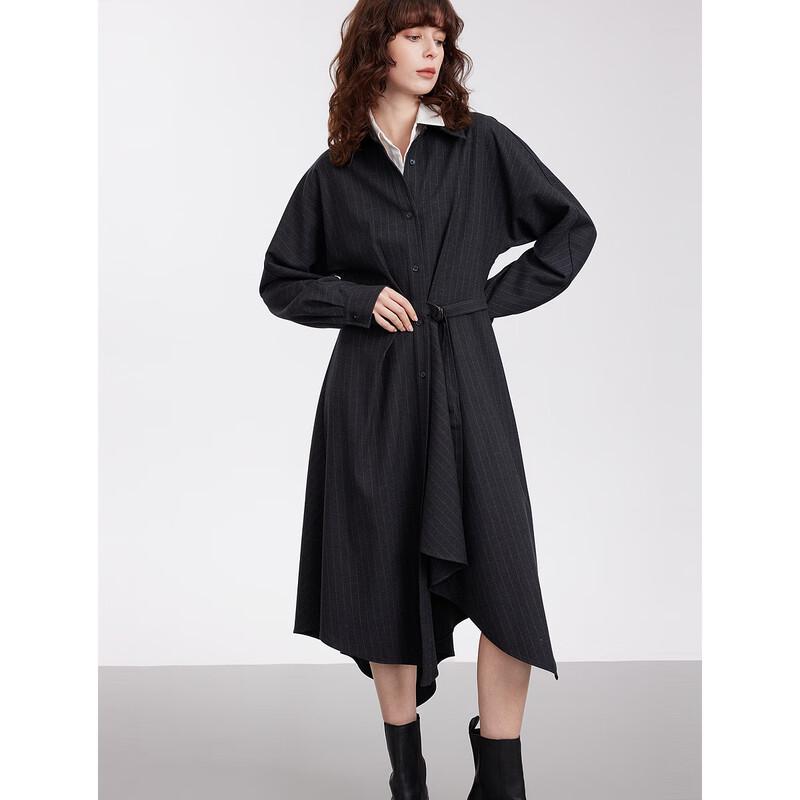 

ELLE French Design Striped Long Sleeve Shirt Dress S