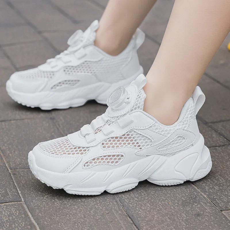 Children's White Mesh Sports Shoes for Boys and Girls