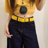 Wide Design Sense Y2K Double-Breasted Yellow Belt For Women With Skirt Jeans With Waistcoat Decoration Versatile Belt