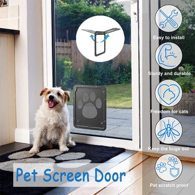 Dog Door for Screen Door,  Cat Door for Window Screen,Flap Opening 8 X 10 Inches, ,Lockable Magnetic Flap Screen