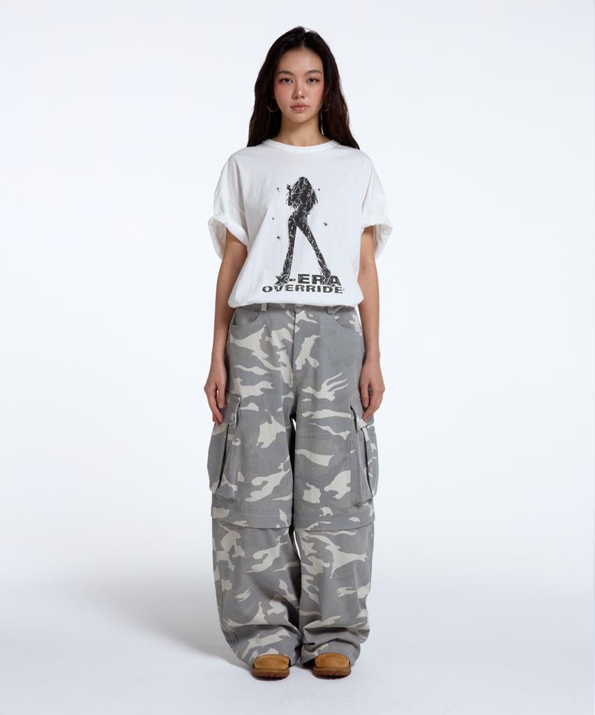 Callout New Year Cony Camo Two-Way Cargo Pants / Light Grey
