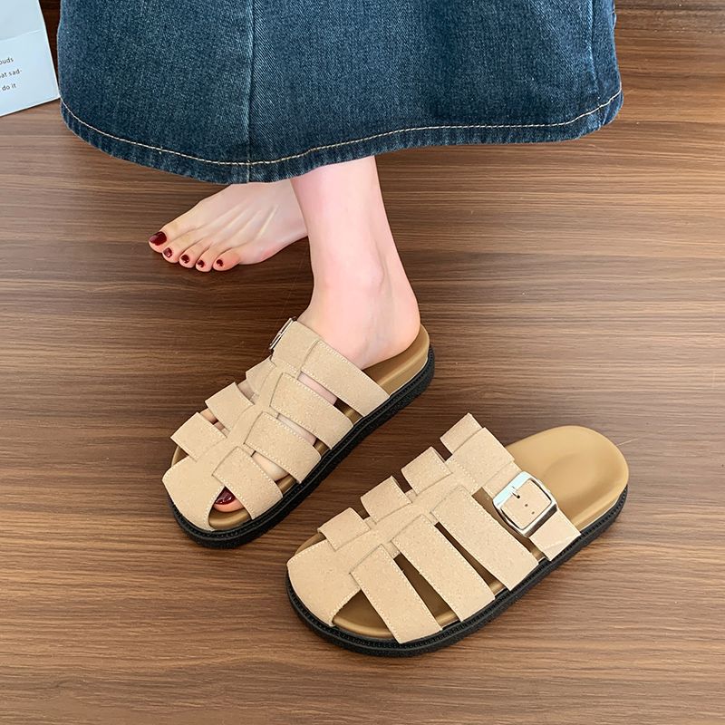Baotou Slippers Women's Summer Wear 2025 New Thick-bottomed Sandals Fashion Internet Celebrity Ins Tide Large Size One-word
