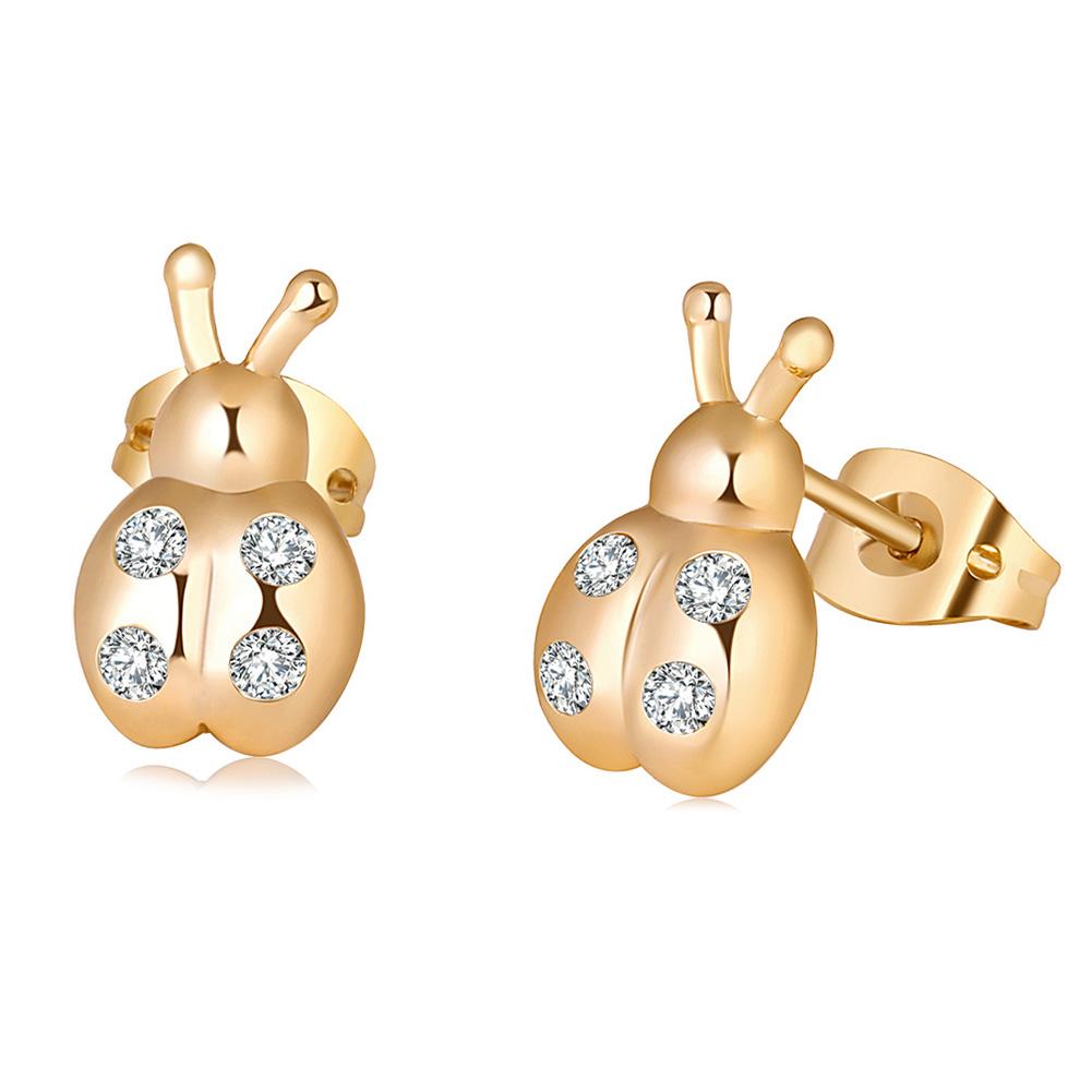 Women Lovely Cartoon Ladybug Earring Exquisite Zircon Ear Studs