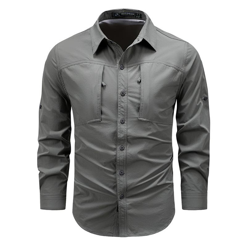 Frühlings Schnelltrocknendes Langarmshirt mit Elastischer Nylon-Reißverschlusstasche und Atmungsaktives Taktisches Shirt