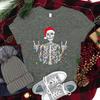 Christmas Skeleton Shirt Funny Lights Skull TShirts for Unisex Unisex Classic Street Style Tops Tees Xmas Santa Hat Skull Clothes