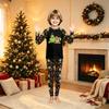 Family Matching Christmas Print Pajama Set Long Sleeve Neck Top and Pants for Kids and Adults