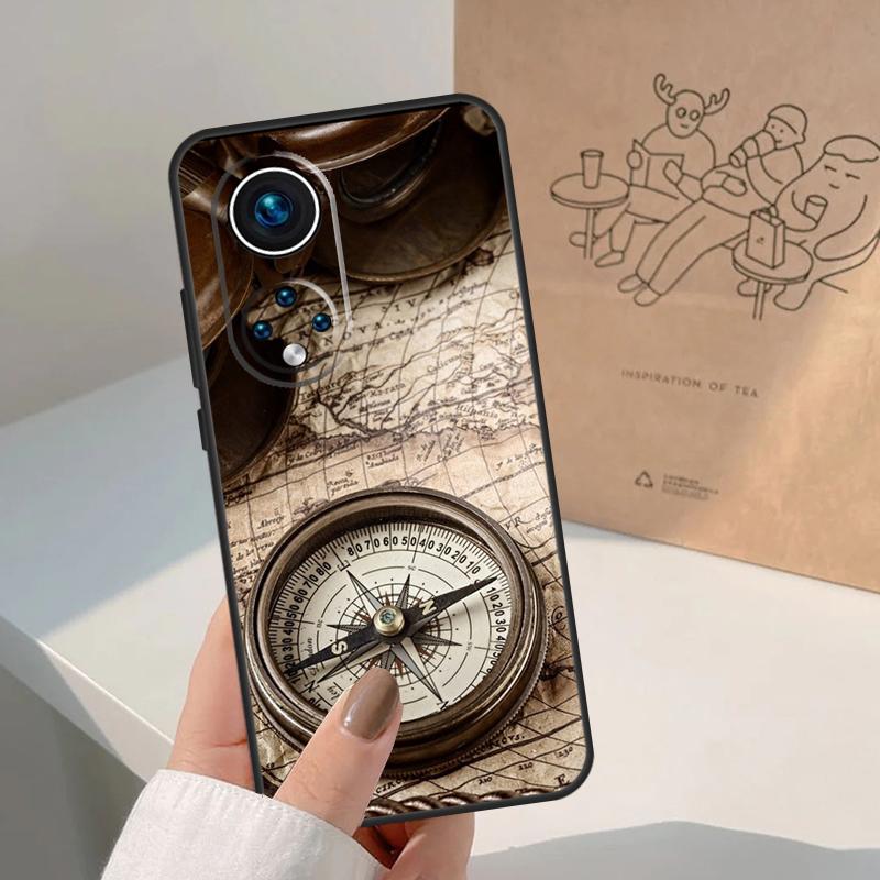 World Map Compass Nautical For Honor Magic 8 Pro 5 6 7 Lite Case For Honor Win RT 200 400 50 70 90 X8b X9a X9b X9c X9d
