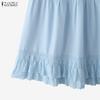 ZANZEA Women Casual Lace Splice Elastic Waist Loose Long Skirts