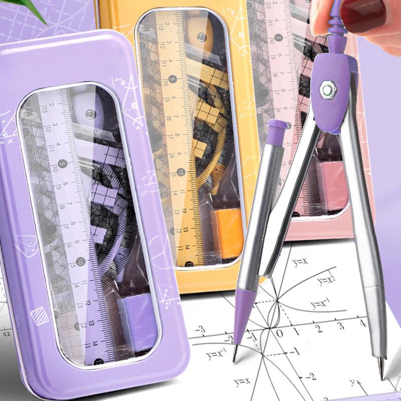 8-Piece Set Of Measuring Rules For Students Including Compass Measuring Angle Ruler Triangular Ruler Measuring And Drawing Compl