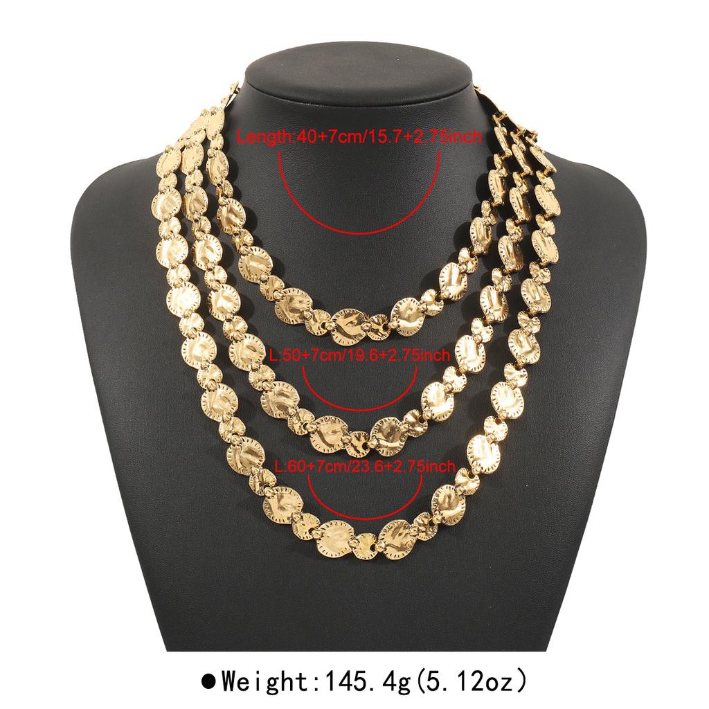 Personalized Geometric Gold Coins, Stacked Necklaces, Exaggerated Street Punk Fashion Accessories