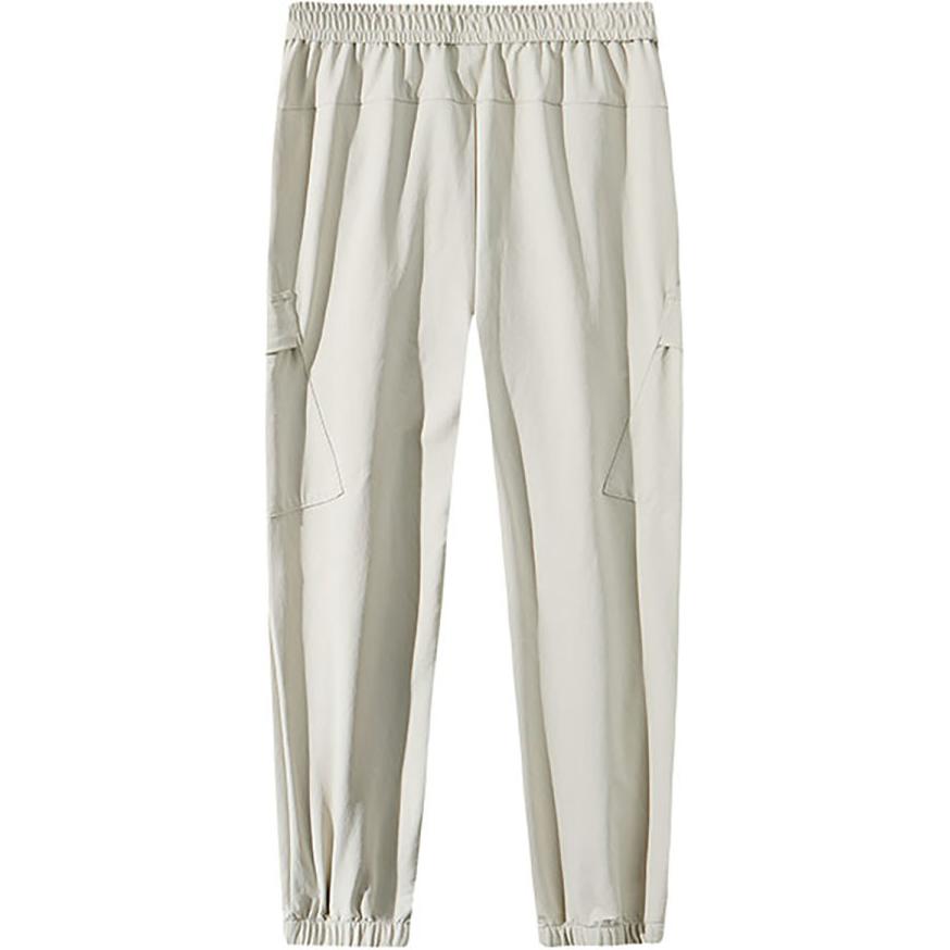 Anta Outdoor Series Water-Resistant Breathable Cuffed Solid Color Zipper Mid-Rise Knitted Sports Pants Women Bottoms Mushroom-Gray 162446502N-1